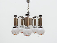AV Mazzega Chrome and Glass Chandelier, 1970