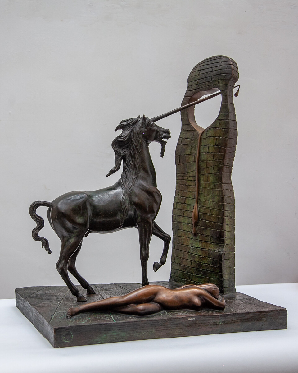 Impressed Surrealist bronze sculpture by Salvador DALI (1904-1989) - Unicorn, 1984