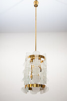 Kalmar Rare Interlocking Glass and Brass Chandelier, 1970s, Model 