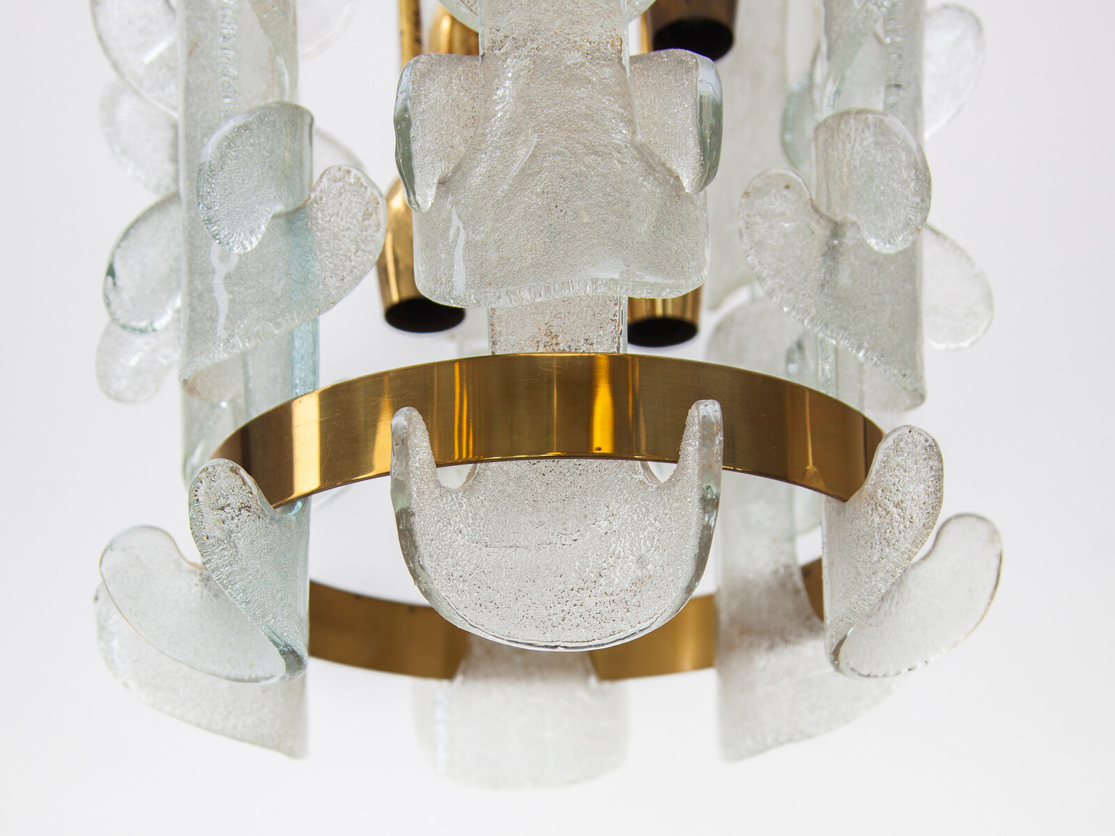 Kalmar Rare Interlocking Glass and Brass Chandelier, 1970s, Model 