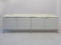 Large White Marble Top Knoll Four Doors Sideboard designed by Florence Knoll, 1961
