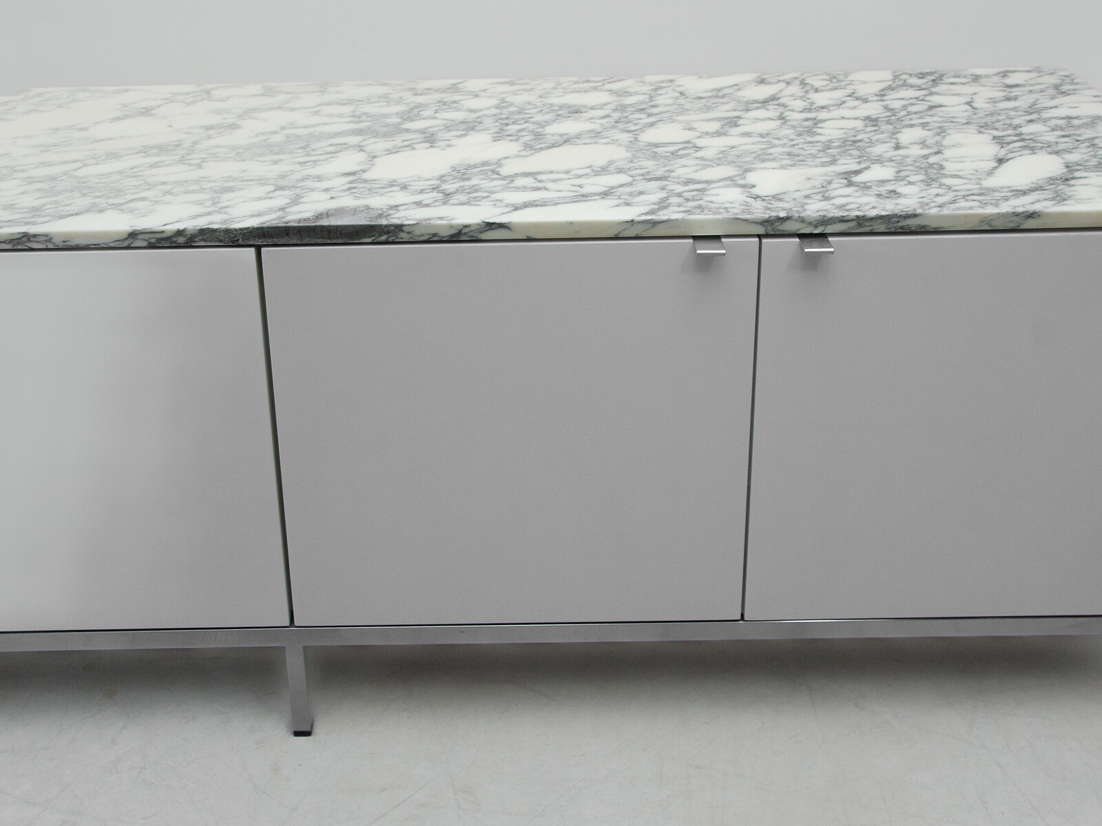 Large White Marble Top Knoll Four Doors Sideboard designed by Florence Knoll, 1961