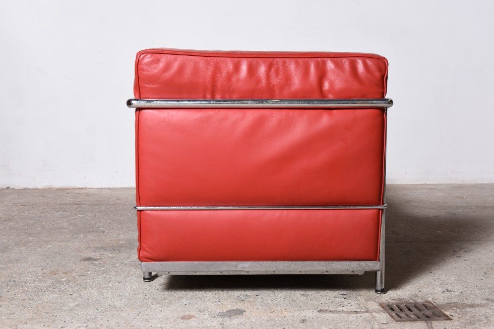 Le Corbusier, LC2 Sofa Red Leather by Cassina