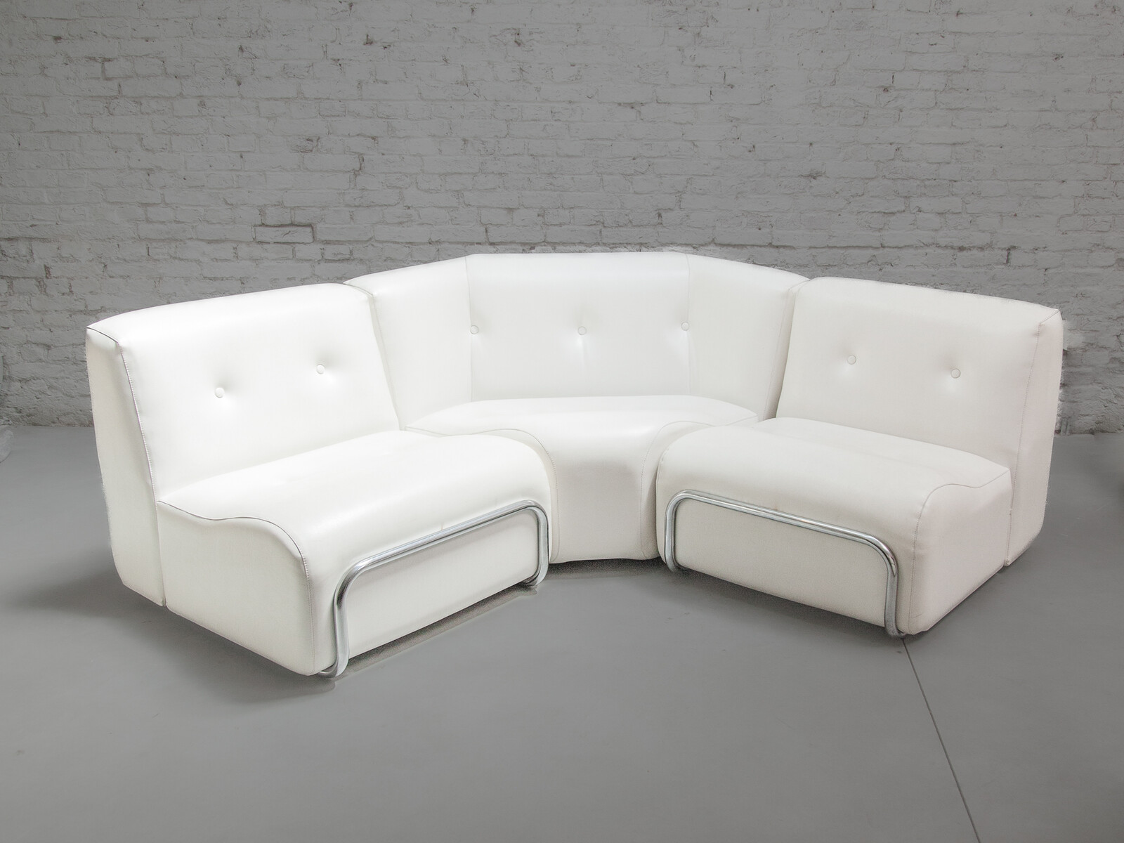 Modular 8 piece Living-roomset with Lounge Chairs and Footstools by Adriano Piazzesi