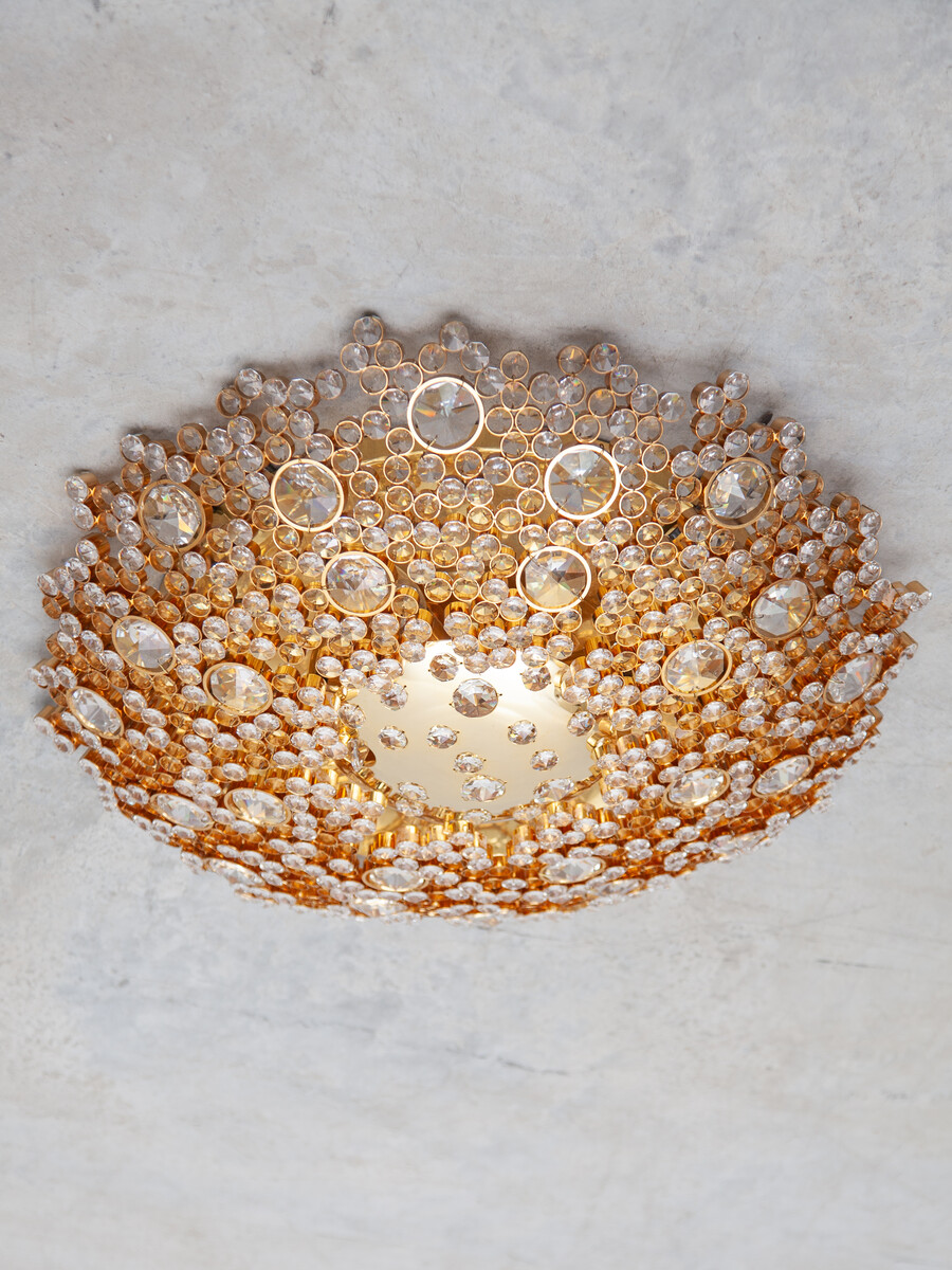 Palwa Jewel-Like Faceted Crystals Ceiling Light, Wall light, Set of Two, Germany