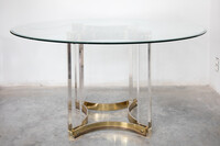 Round Glass Top Dining Room Table 1970s