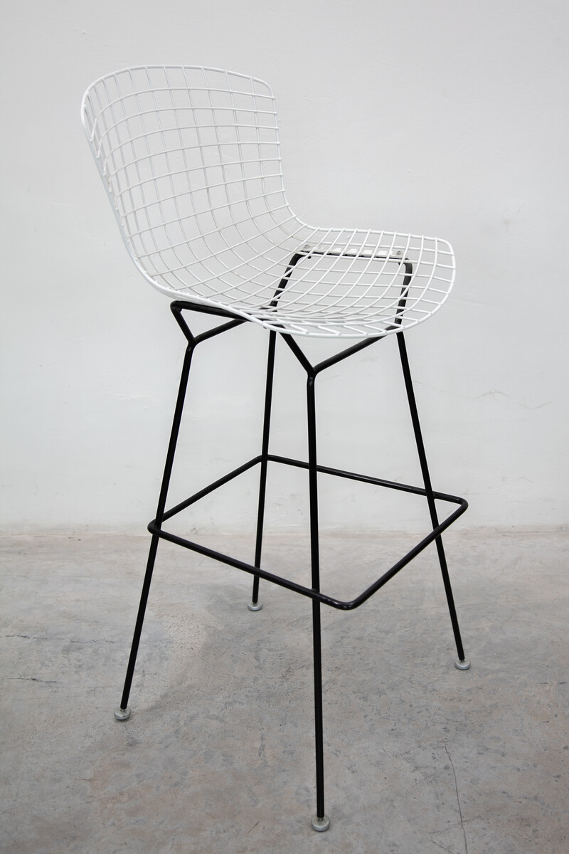 Set of six Harry bertoia Foot Stools Black and White Coated for Knoll
