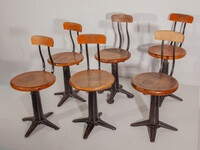 Set of Six Singer Chairs Industrial 1900 