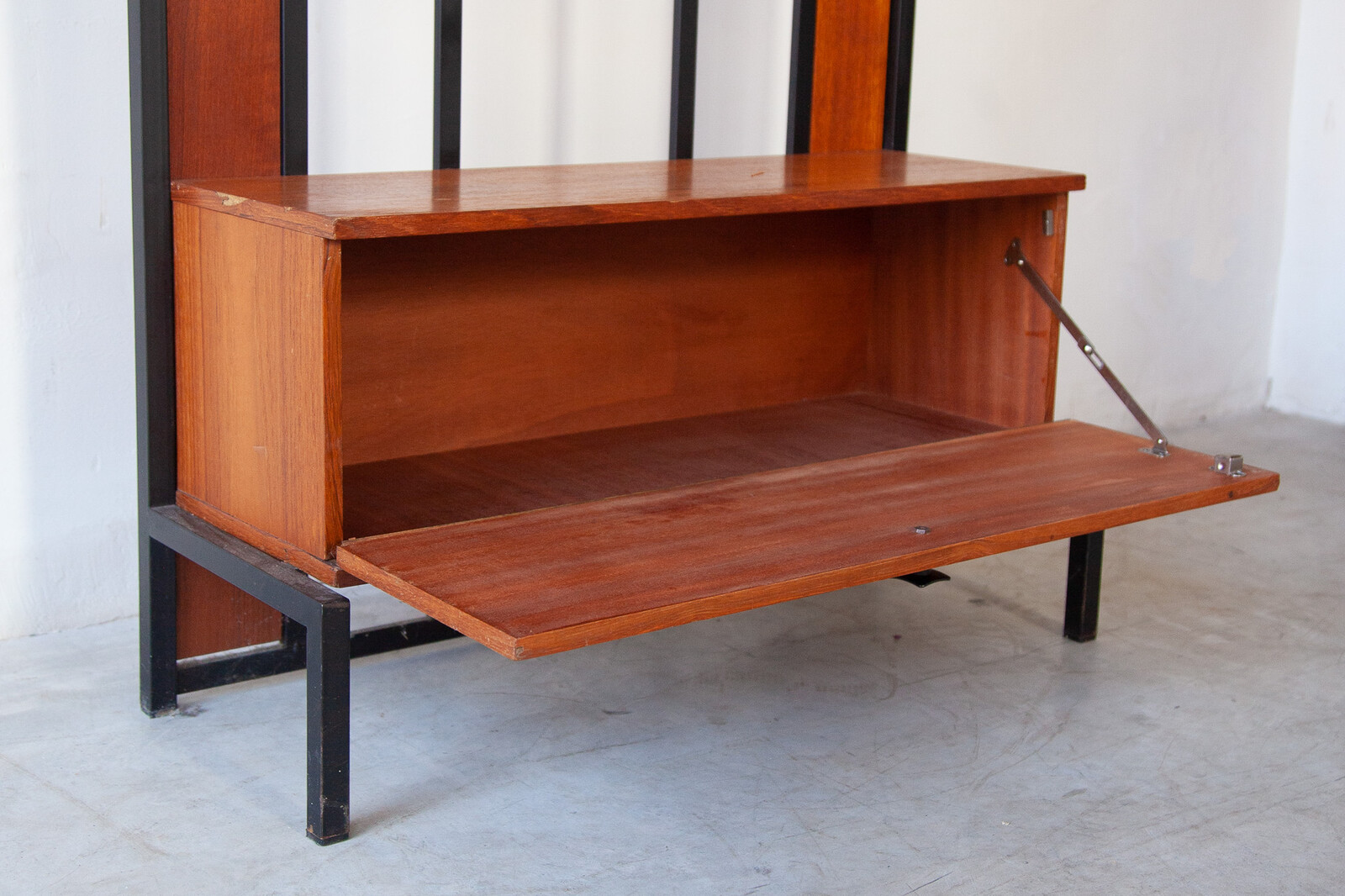 Teak Hall Coat Rack with Storage and Mirror, 1960s, Belgium