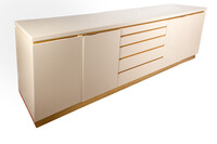 White Lacquer and Brass Sideboard by Jean Claude Mahey, 1980s
